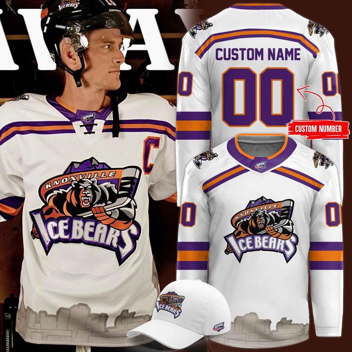 Limited Edition Knoxville Ice Bear Hockey Jersey 2025-2026 (White) Limited Edition Knoxville Ice Bear Hockey Jersey 2025-2026 (White)
