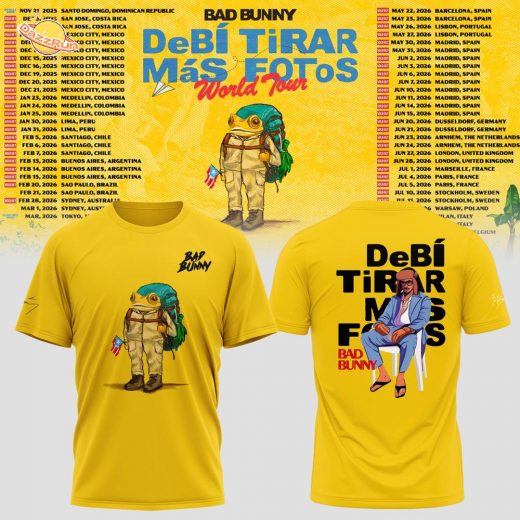 Bad Bunny – Debí Tirar Más Fotos World Tour Yellow Tee Bad Bunny – Debí Tirar Más Fotos World Tour Yellow Tee