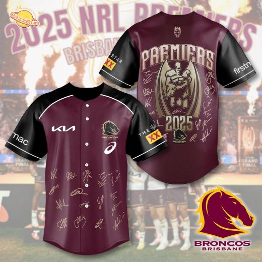 Brisbane Broncos 2025 NRL Premiers Baseball Jersey