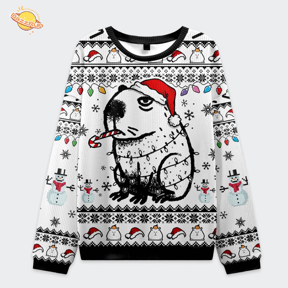 Capybara Smoking Christmas Ugly Sweat Capybara Smoking Christmas Ugly Sweat