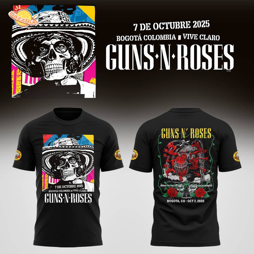 Limited Edition GnR Tour 2025 Bogota Tshirt Limited Edition GnR Tour 2025 Bogota Tshirt