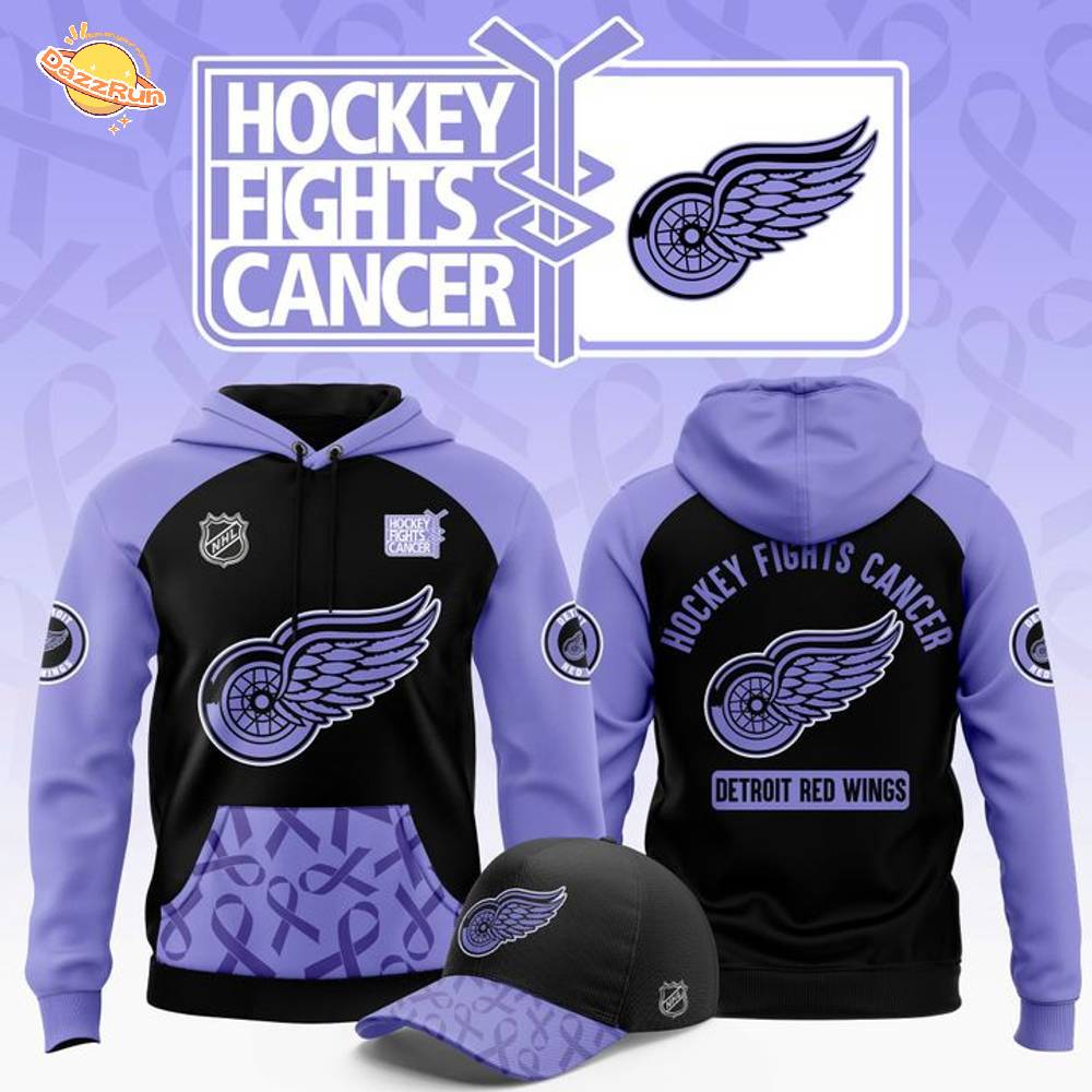 Limited Editions Detroit Red Wings Hockey Fights Cancer 2025 Hoodie Limited Editions Detroit Red Wings Hockey Fights Cancer 2025 Hoodie