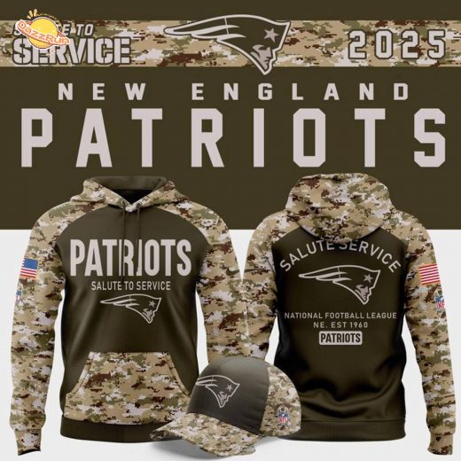 Men’s New England Patriots Nike Olive/Camo 2025 Salute to Service Sideline Limited Hoodie