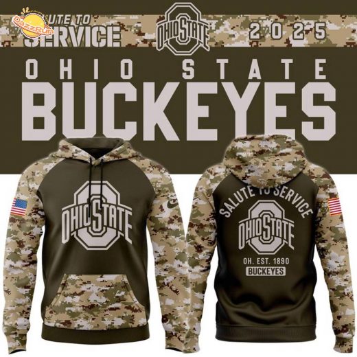 Men’s Nike Ohio State Football Olive/camo 2025 Salute To Service Hoodie