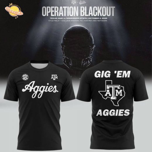 Special New Aggies Wordmark Alternate Dark Mode Tshirt In Black