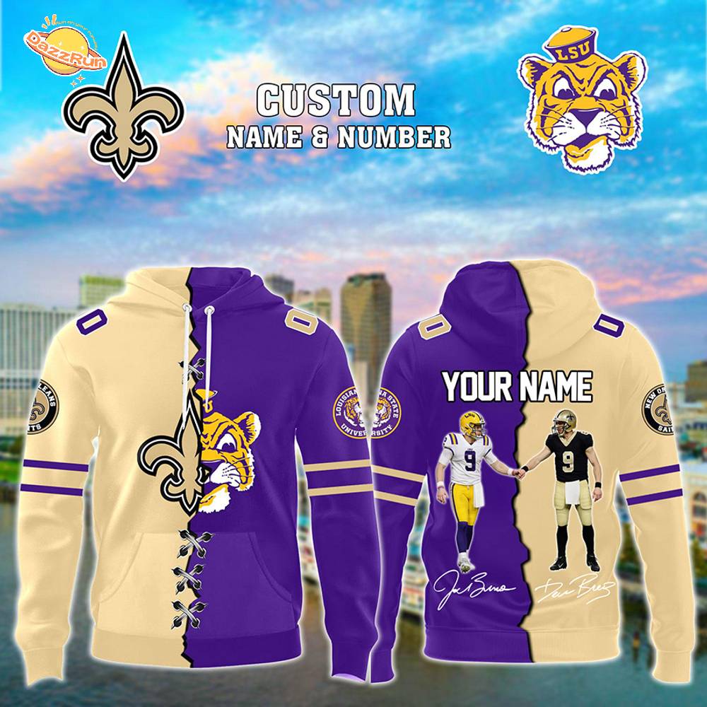 Drew Brees – New Orleans Saints x Joe Burrow – LSU Tigers Limited Edition-3D Unisex Hoodie Drew Brees – New Orleans Saints x Joe Burrow – LSU Tigers Limited Edition-3D Unisex Hoodie