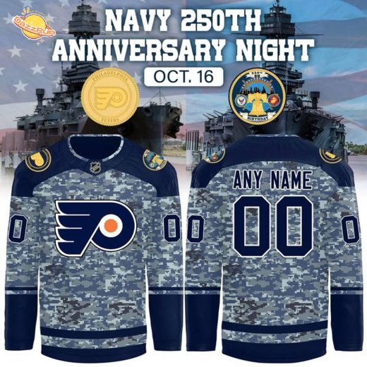 Exclusive Philadelphia Flyers x Navy 250th Anniversary Night Hockey Jersey