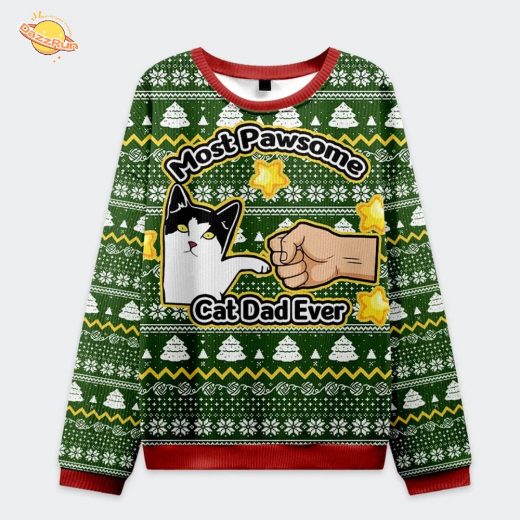 Funny Cat Mom And Dad Christmas Ugly Sweat