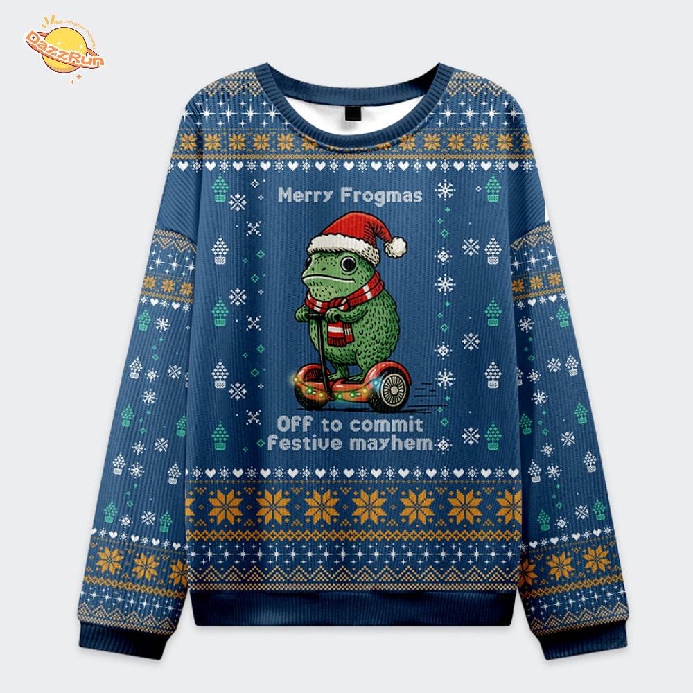 Funny Frogmas Mischief Ugly Sweat Funny Frogmas Mischief Ugly Sweat