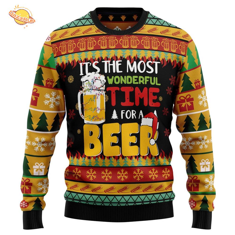 It’s The Most Wonderful Time For A Beer Ugly Christmas Sweater It’s The Most Wonderful Time For A Beer Ugly Christmas Sweater