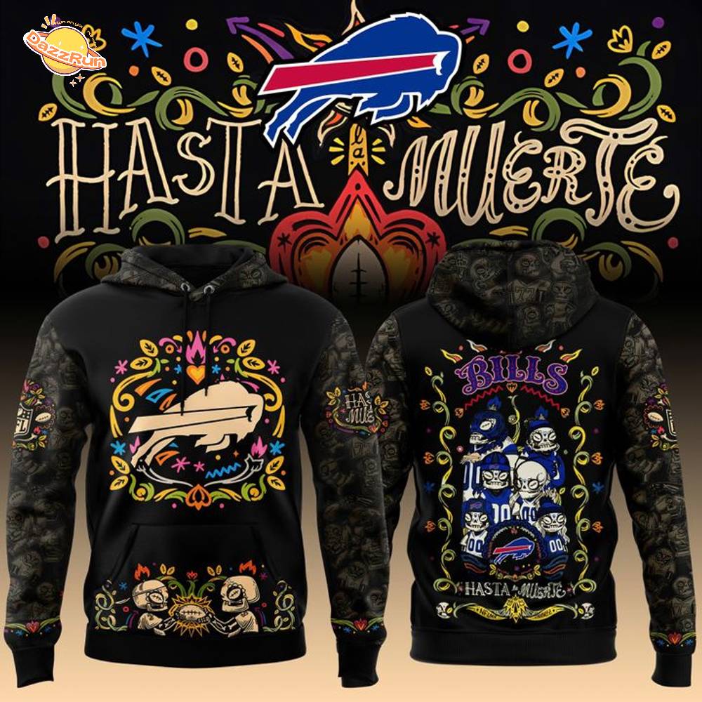 Limited Edition Buffalo Bills Black Hasta La Muerte Graphic Hoodie Limited Edition Buffalo Bills Black Hasta La Muerte Graphic Hoodie