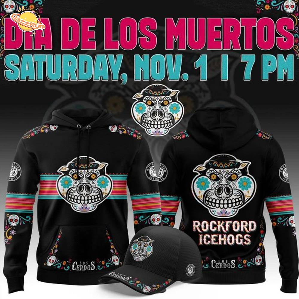 Limited Editions Rockford IceHogs x 2025 Dia de Los Muertos Hoodie Limited Editions Rockford IceHogs x 2025 Dia de Los Muertos Hoodie
