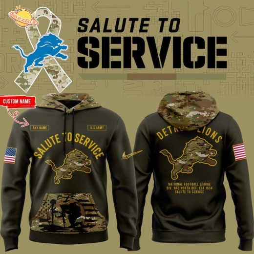 Men’s Camo Detroit Lions 2025 NFL Salute to Service Limited Pullover Hoodie