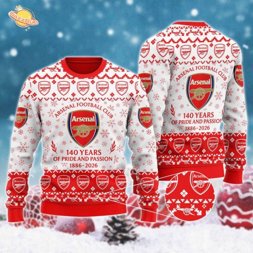 New Limited Edition Arsenal F.C. 140 YEARS 3D Noel Hoodie Sweater New Limited Edition Arsenal F.C. 140 YEARS 3D Noel Hoodie Sweater