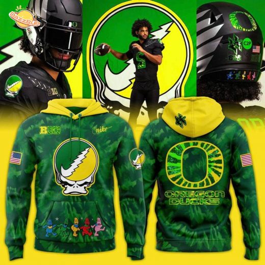 Oregon Ducks Football 2025 Grateful Ducks Tie-Dye Hoodie