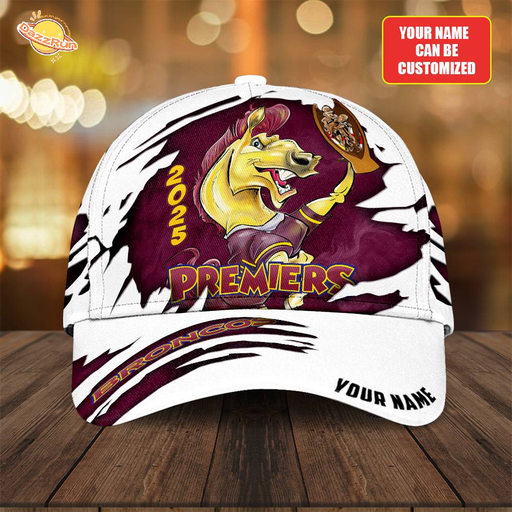 Personalized Brisbane Broncos 2025 Premiership Classic Cap Personalized Brisbane Broncos 2025 Premiership Classic Cap