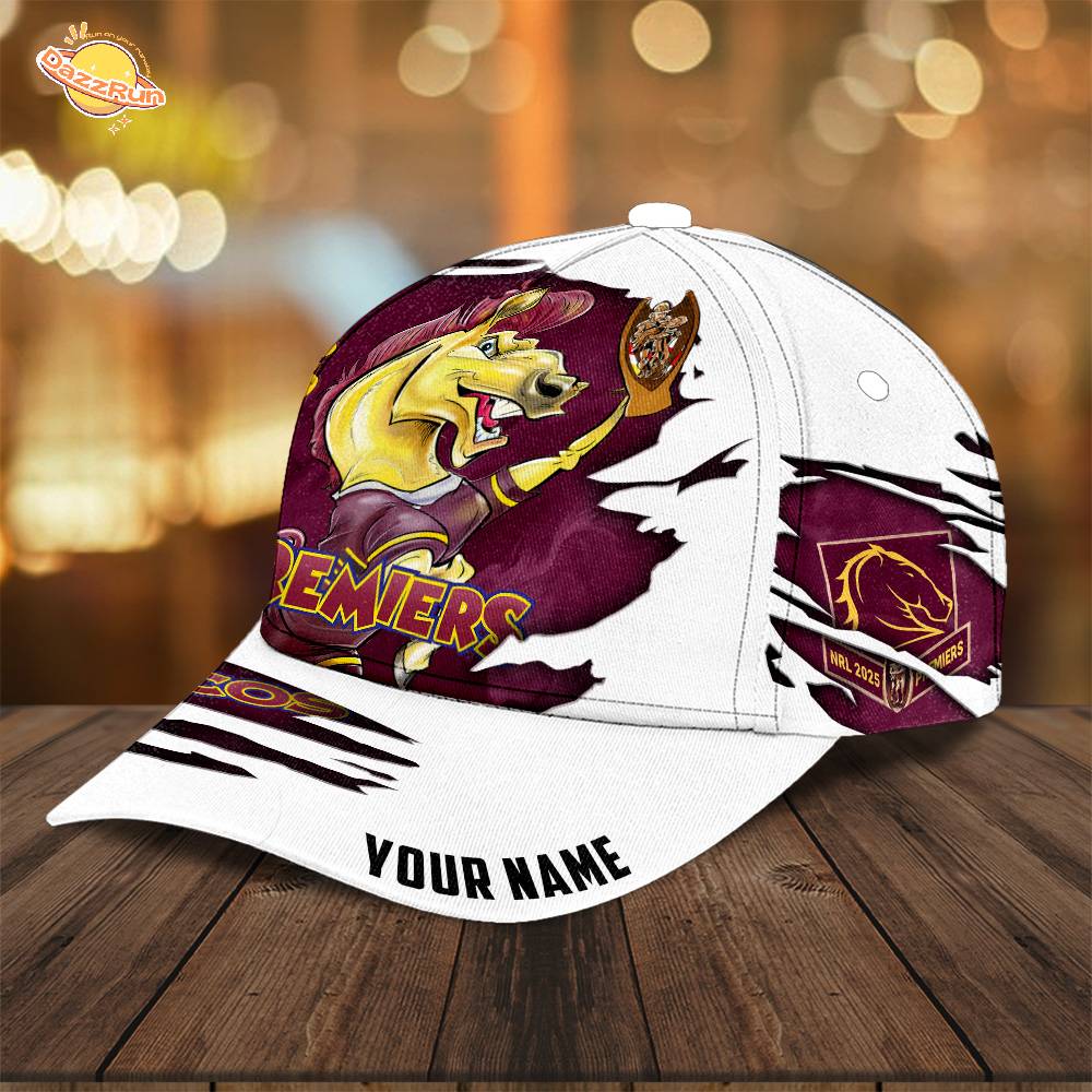 Personalized Brisbane Broncos 2025 Premiership Classic Cap Personalized Brisbane Broncos 2025 Premiership Classic Cap