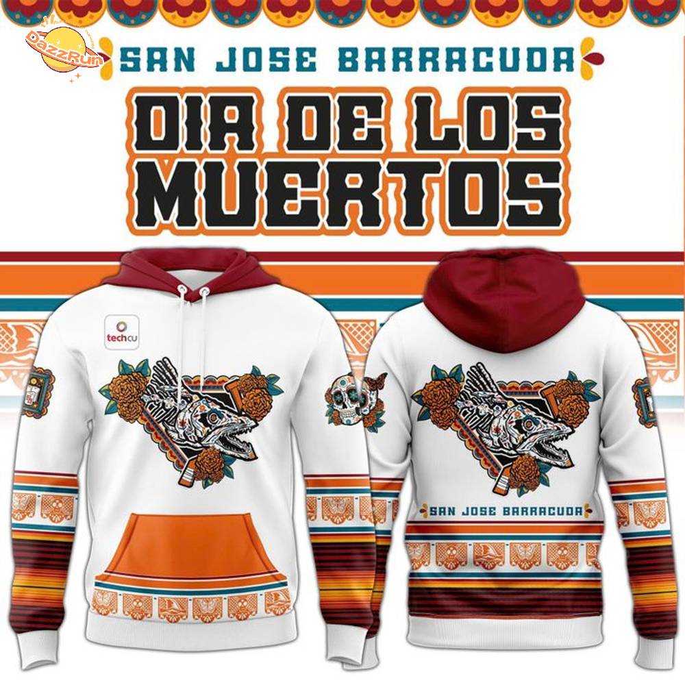 SJ Barracuda Dia de los Muertos Tigres Del Mar Hoodie 2025 SJ Barracuda Dia de los Muertos Tigres Del Mar Hoodie 2025