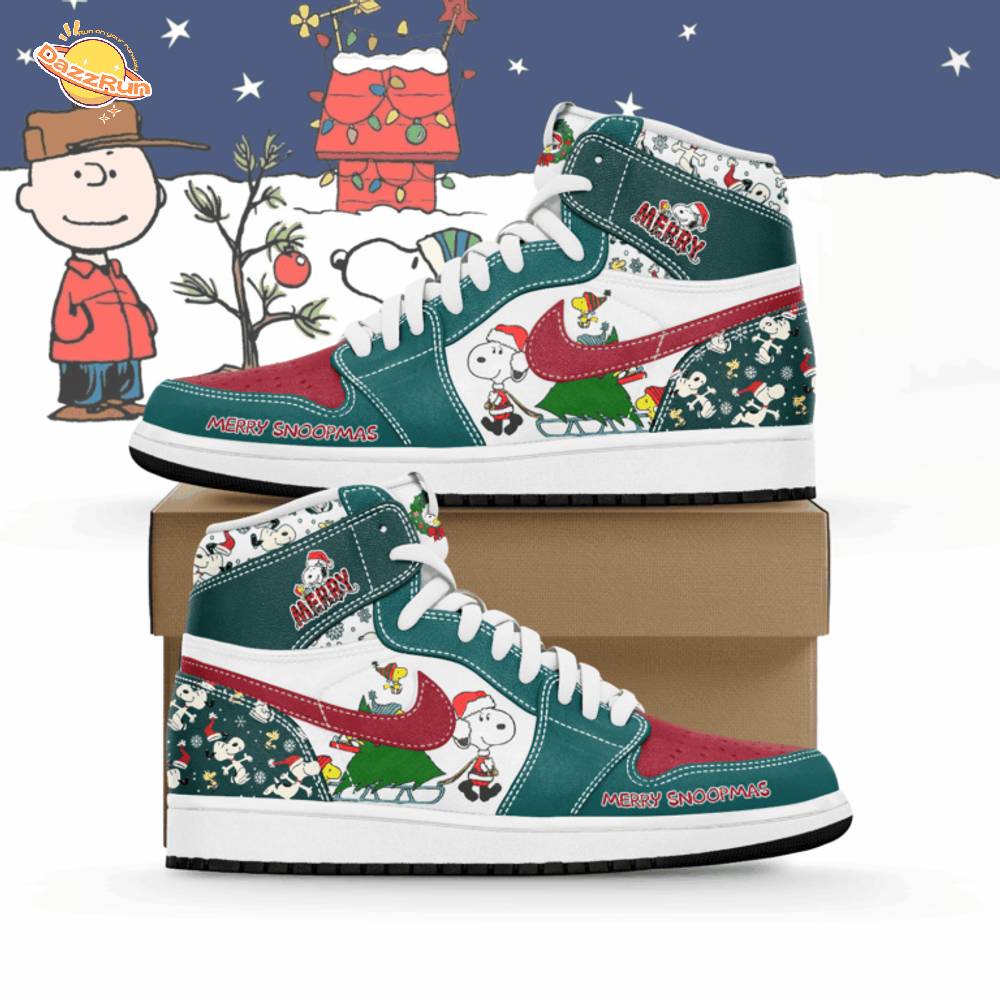 Snoopy Christmas AJ1 High Sneakers Shoes Snoopy Christmas AJ1 High Sneakers Shoes
