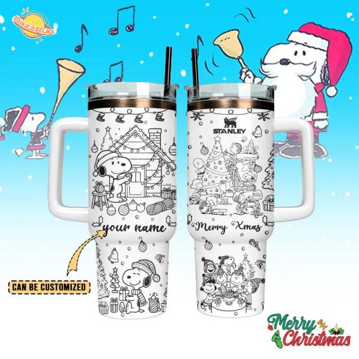 Snoopy x Christmas Custom Stanley Quencher 40oz Stainless Steel Tumbler With Handle Snoopy x Christmas Custom Stanley Quencher 40oz Stainless Steel Tumbler With Handle