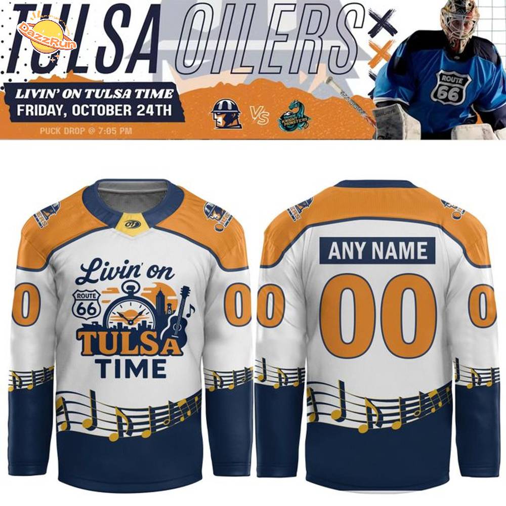 Tulsa Oilers "Livin' on Tulsa Time" Limited Edition Jersey 2025 Tulsa Oilers "Livin' on Tulsa Time" Limited Edition Jersey 2025