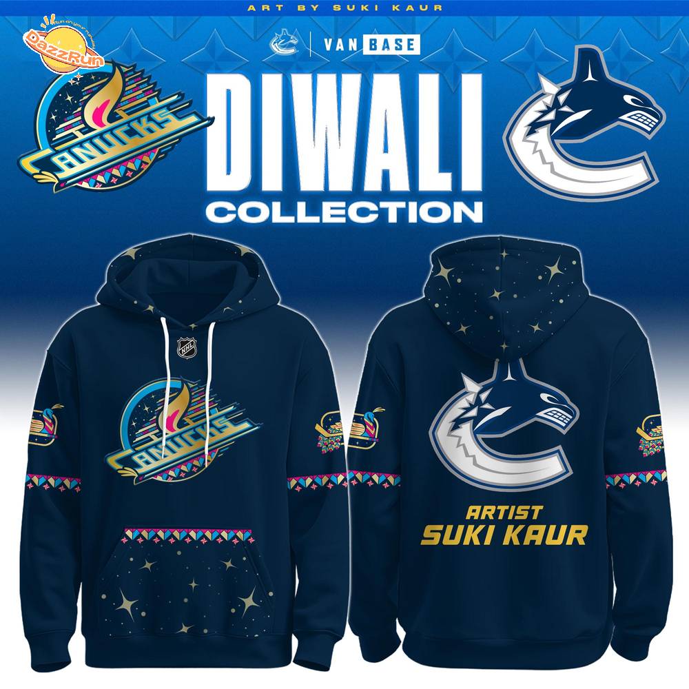 Vancouver Canucks 2025 Navy Diwali Skate Hoodie Limited Edition Vancouver Canucks 2025 Navy Diwali Skate Hoodie Limited Edition