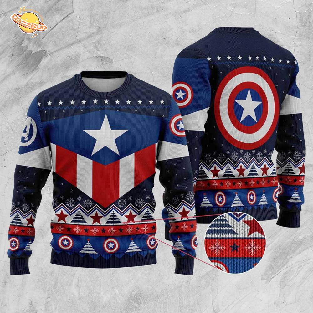 Avengers Captain America Christmas theme Ugly Sweater Avengers Captain America Christmas theme Ugly Sweater