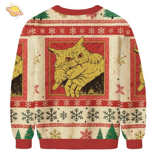 Biting Cat Christmas Ugly Sweat
