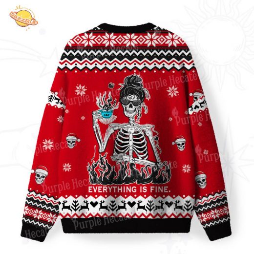 Everything Is Fine Fuzzy Ugly Christmas Sweat