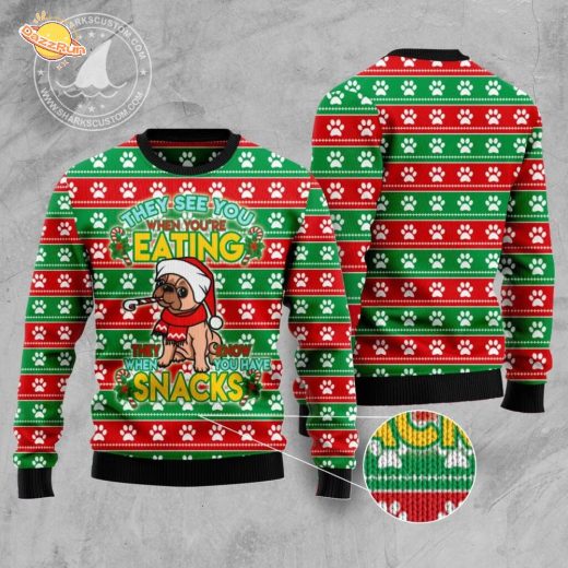 French Bulldog See You Eating Snacks Ugly Christmas Sweater