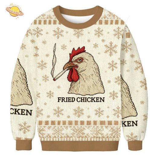 Fried Chicken 420 Smoking Meme Christmas Ugly Sweat