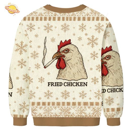 Fried Chicken 420 Smoking Meme Christmas Ugly Sweat