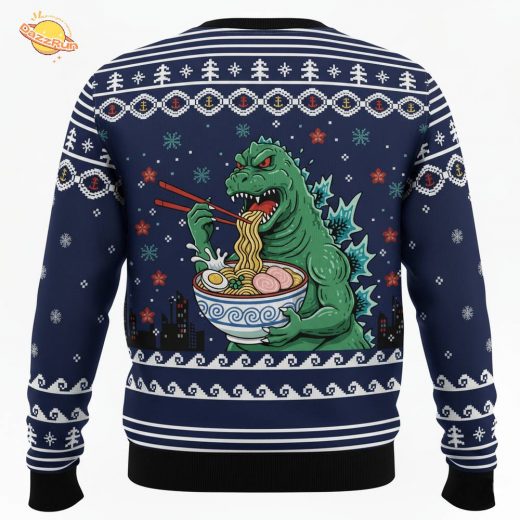 Godzilla Ramen Japanese Christmas Knitted Sweater