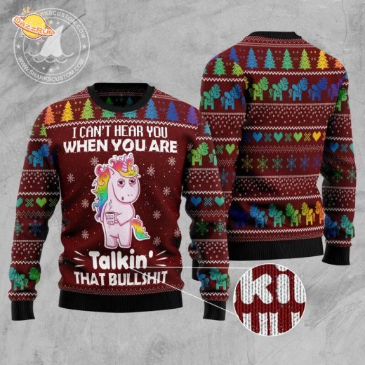 I Can‘t Hear You Unicorn Ugly Christmas Sweater