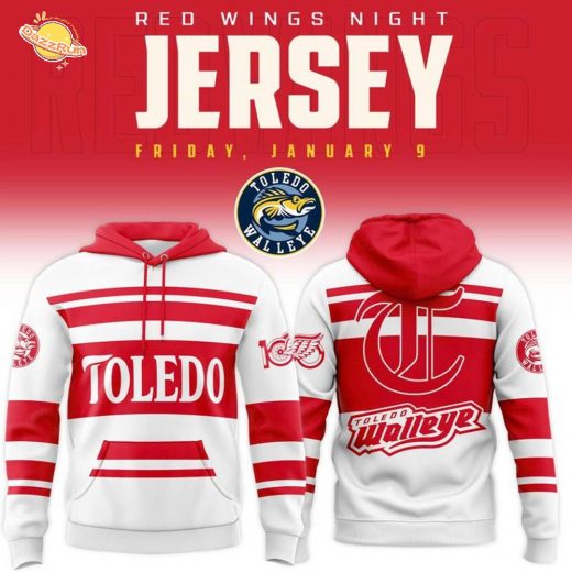 Limited Edition Toledo Walleye x Red Wings Night Hoodie 2025-2026 Limited Edition Toledo Walleye x Red Wings Night Hoodie 2025-2026