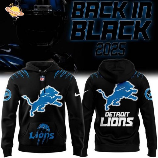 Men’s – Back In Black Detroit Lions 2025 Hoodie