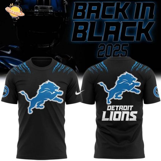 Men’s – Back In Black Detroit Lions 2025 T-Shirt
