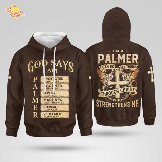 Palmer Christian Hoodie – God Says I Am Protected Loved Redeemed Through Christ