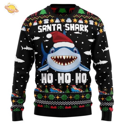 Santa Shark Ho Ho Ho Ugly Christmas Sweater
