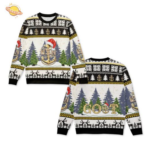 US Navy Senior Chief GOAT Christmas Knitted Sweater