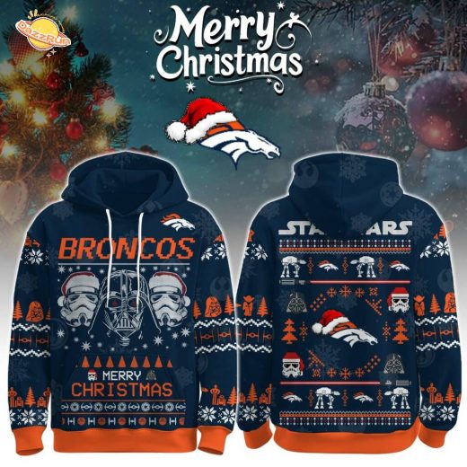 Unisex Broncos Merry Christmas The Force Edition Hoodie