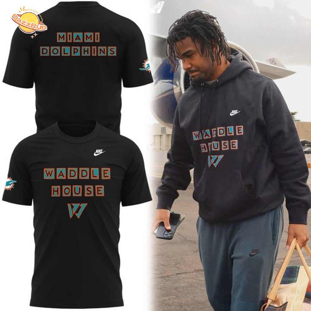 2025 "WADDLE HOUSE" Miami Dolphins Collection Black T-Shirt 2025 "WADDLE HOUSE" Miami Dolphins Collection Black T-Shirt