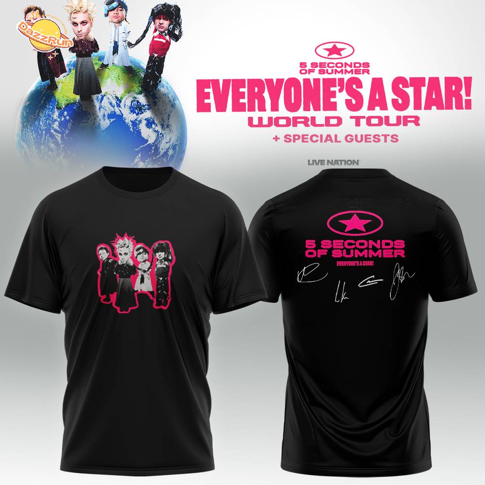 5SOS EVERYONE’S A STAR! World Tour Black Shirt 5SOS EVERYONE’S A STAR! World Tour Black Shirt