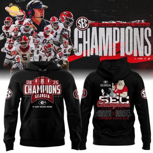 Black Georgia Bulldogs 2025 SEC Football Champions Locker Room Hoodie