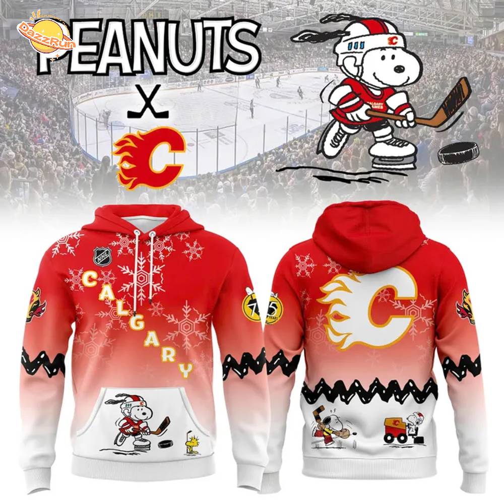 Calgary Flames x Peanuts Night Hoodie 2025 Calgary Flames x Peanuts Night Hoodie 2025
