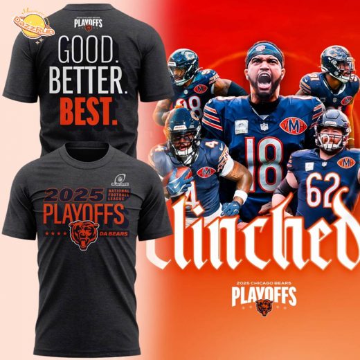 Chicago Bears Heather Charcoal 2025 NFL Playoffs Ready T-Shirt