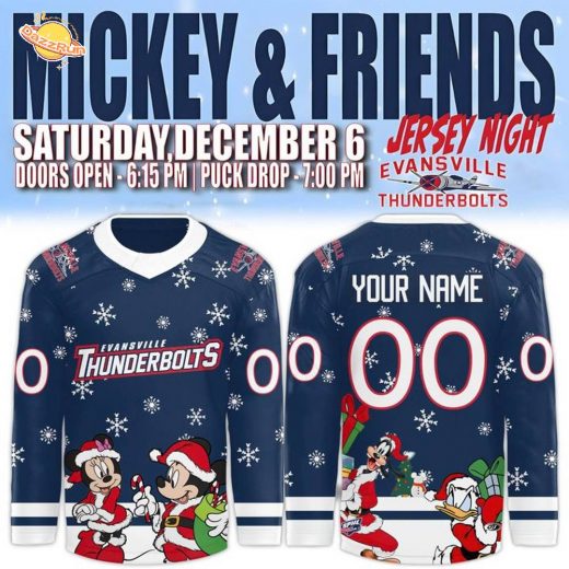 Evansville Thunderbolts x Mickey Merry Christmas 2025 Hockey Jersey Evansville Thunderbolts x Mickey Merry Christmas 2025 Hockey Jersey