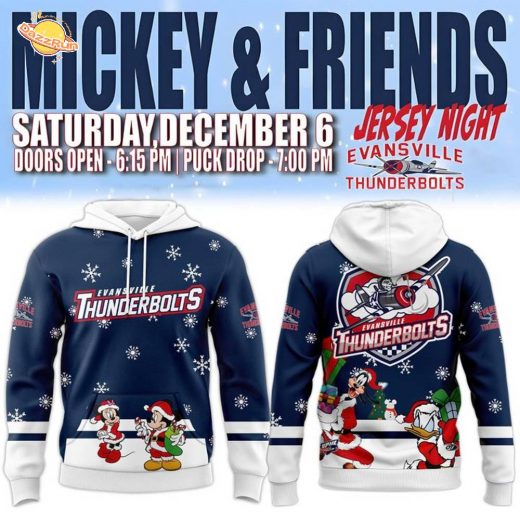 Evansville Thunderbolts x Mickey Merry Christmas 2025 Hoodie