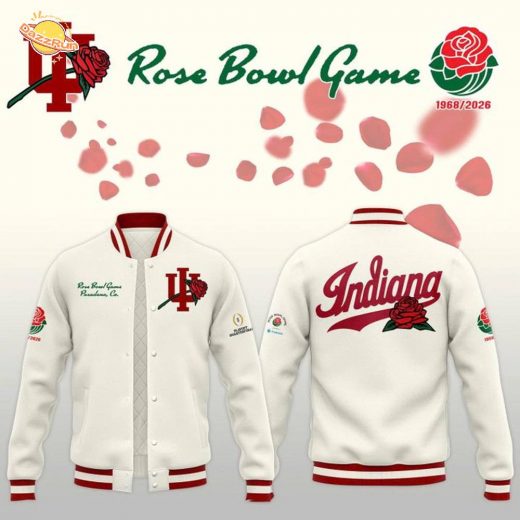 Indiana Hoosiers football helmet 2026 Rose Bowl BASEBALL JACKET-White