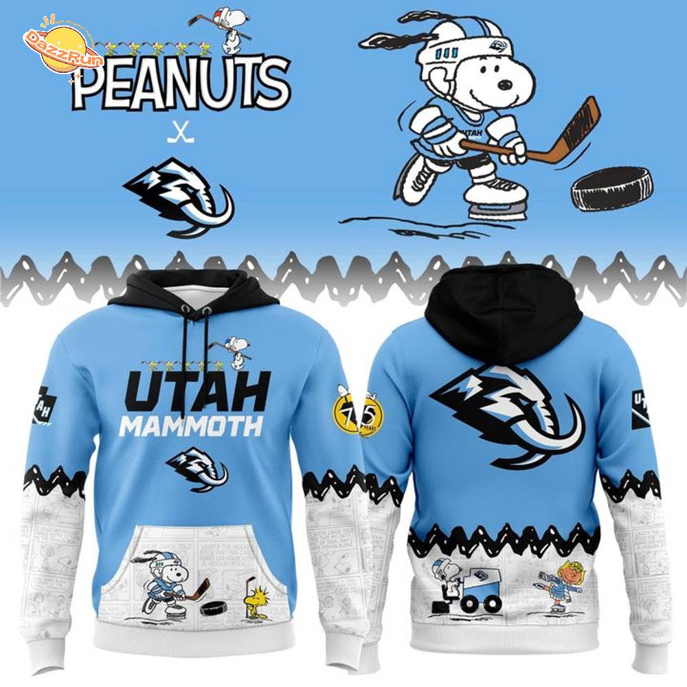 Limited Edition Utah Mammoth '' Peanuts Night '' Snoopy Hoodie Limited Edition Utah Mammoth '' Peanuts Night '' Snoopy Hoodie